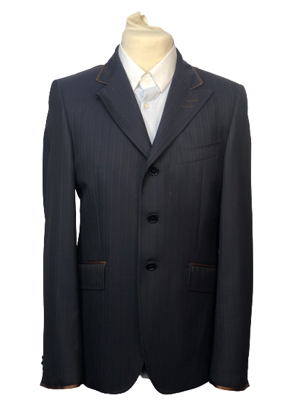 J van D Men's Competition Jacket Blue with Brown Piping J van D Men's Competition Jacket Blue with Brown Piping