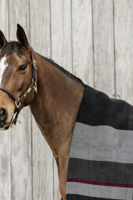 Kentucky Horsewear Fleecedeken Heavy Square Stripes Zwart - Grijs 210 x 200 Kentucky Horsewear Fleecedeken Heavy Square Stripes Zwart - Grijs 210 x 200