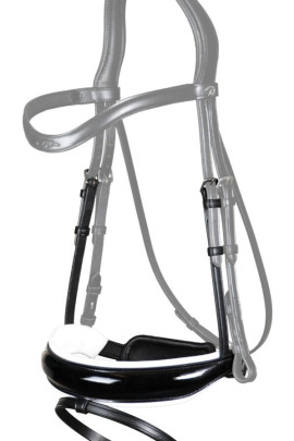 Dyon Patent Large Crank Noseband With White Padding And Flash 'Dressage Flat' Collection