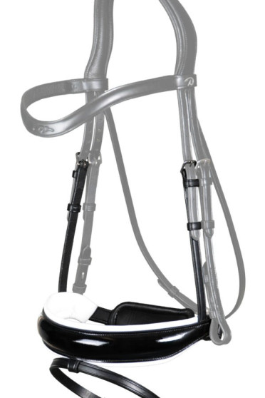 Dyon Patent Large Crank Noseband With White Padding And Flash 'Dressage Flat' Collection