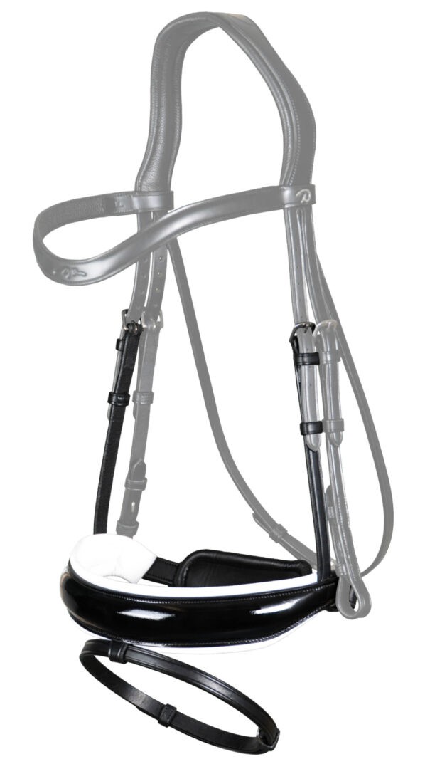 Dyon Patent Large Crank Noseband With White Padding And Flash 'Dressage Flat' Collection