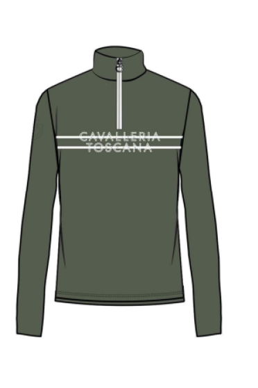 Printed Stripe CT Logo L/S Brushed Jersey Zip Polo Groen Cavalleria Toscana Printed Stripe CT Logo L/S Brushed Jersey Zip Polo Groen Cavalleria Toscana