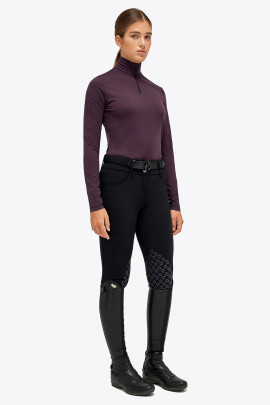Mini Ct Flock Print Tech Wool Half Zip Wijn Rood Cavalleria Toscana