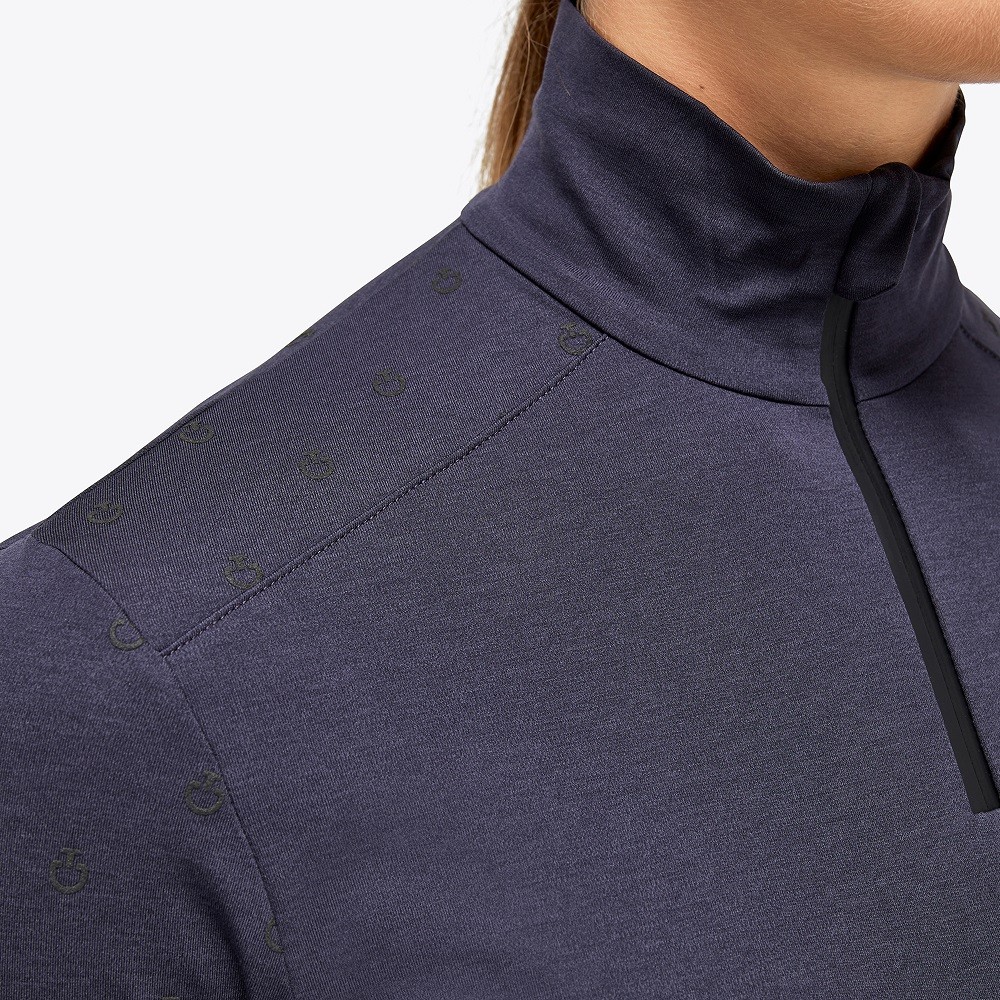 Mini Ct Flock Print Tech Wool Half Zip Blauw Cavalleria Toscana Mini Ct Flock Print Tech Wool Half Zip Blauw Cavalleria Toscana