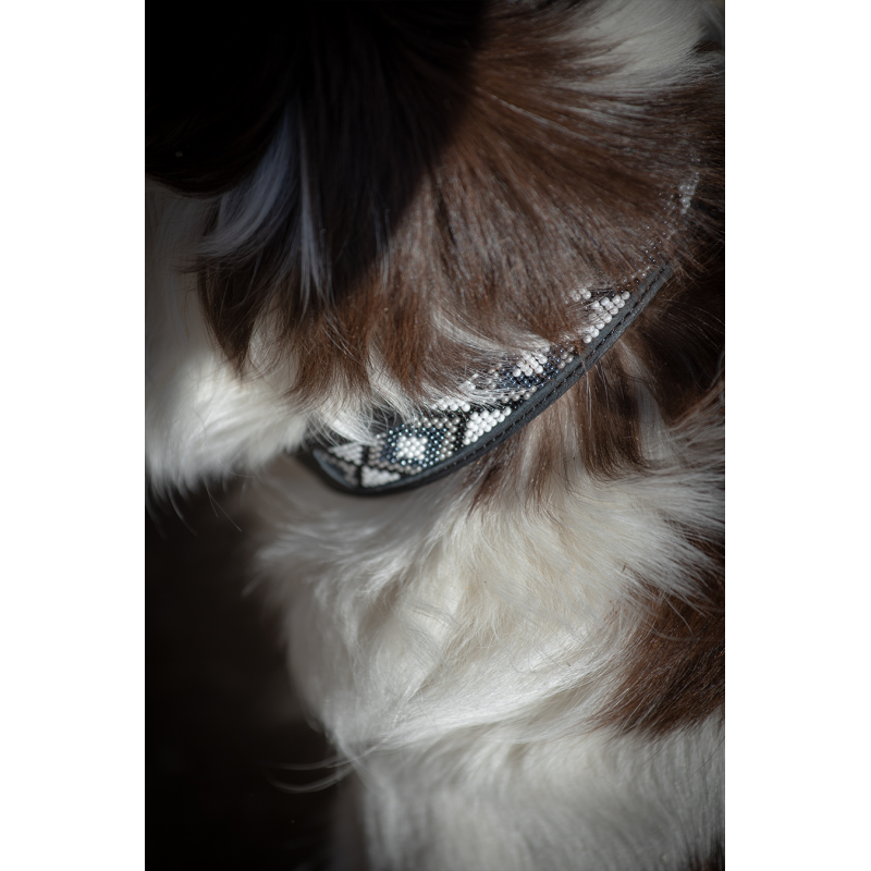 Ridershouse Penelope Zwarte leren hondenhalsband met parels Ridershouse Penelope Zwarte leren hondenhalsband met parels