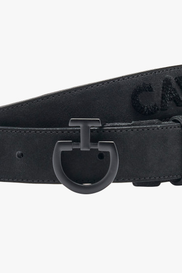 Heren Suede Riem met Tufted CT Logo Riem Zwart