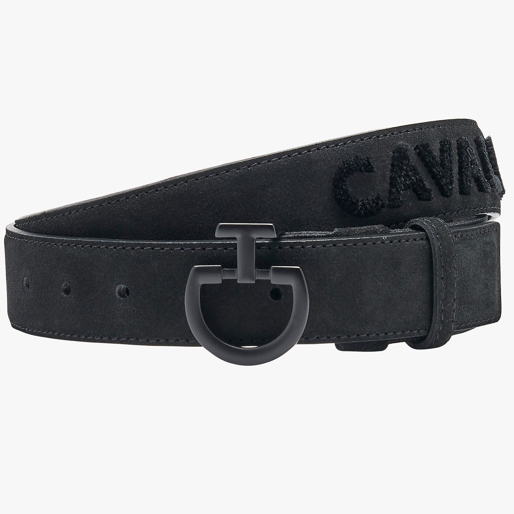 Heren Suede Riem met Tufted CT Logo Riem Zwart