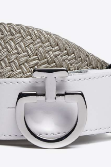 Ridershouse: Women's Elastic Belt CT Clasp - White with Beige