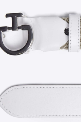 Ridershouse: Women's Elastic Belt CT Clasp - White with Beige