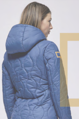 Ridershouse: RG Dames Nylon Gewatteerde Jack Met Capuchon - Blauw Ridershouse: RG Dames Nylon Gewatteerde Jack Met Capuchon - Blauw