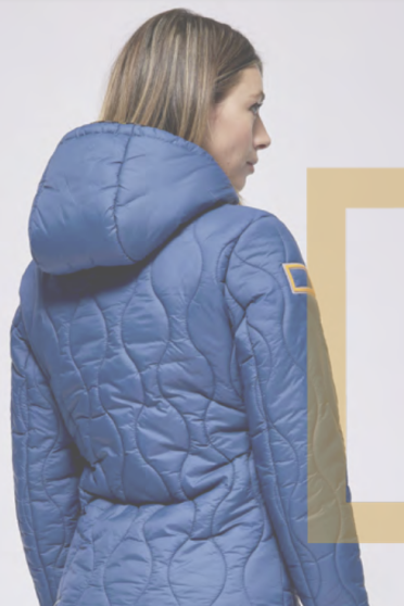 Ridershouse: RG Dames Nylon Gewatteerde Jack Met Capuchon - Blauw Ridershouse: RG Dames Nylon Gewatteerde Jack Met Capuchon - Blauw