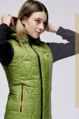 Ridershouse: RG Nylon Bodywarmer Met Capuchon - Groen