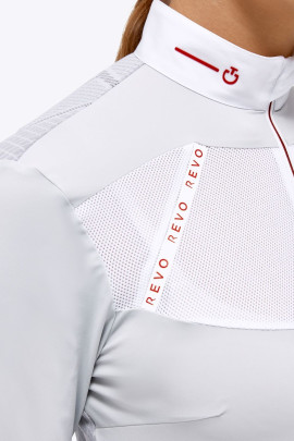 Ridershouse: CT Revo Red Label Tech Knit L/S Zip Competition Polo - Wit Ridershouse: CT Revo Red Label Tech Knit L/S Zip Competition Polo - Wit