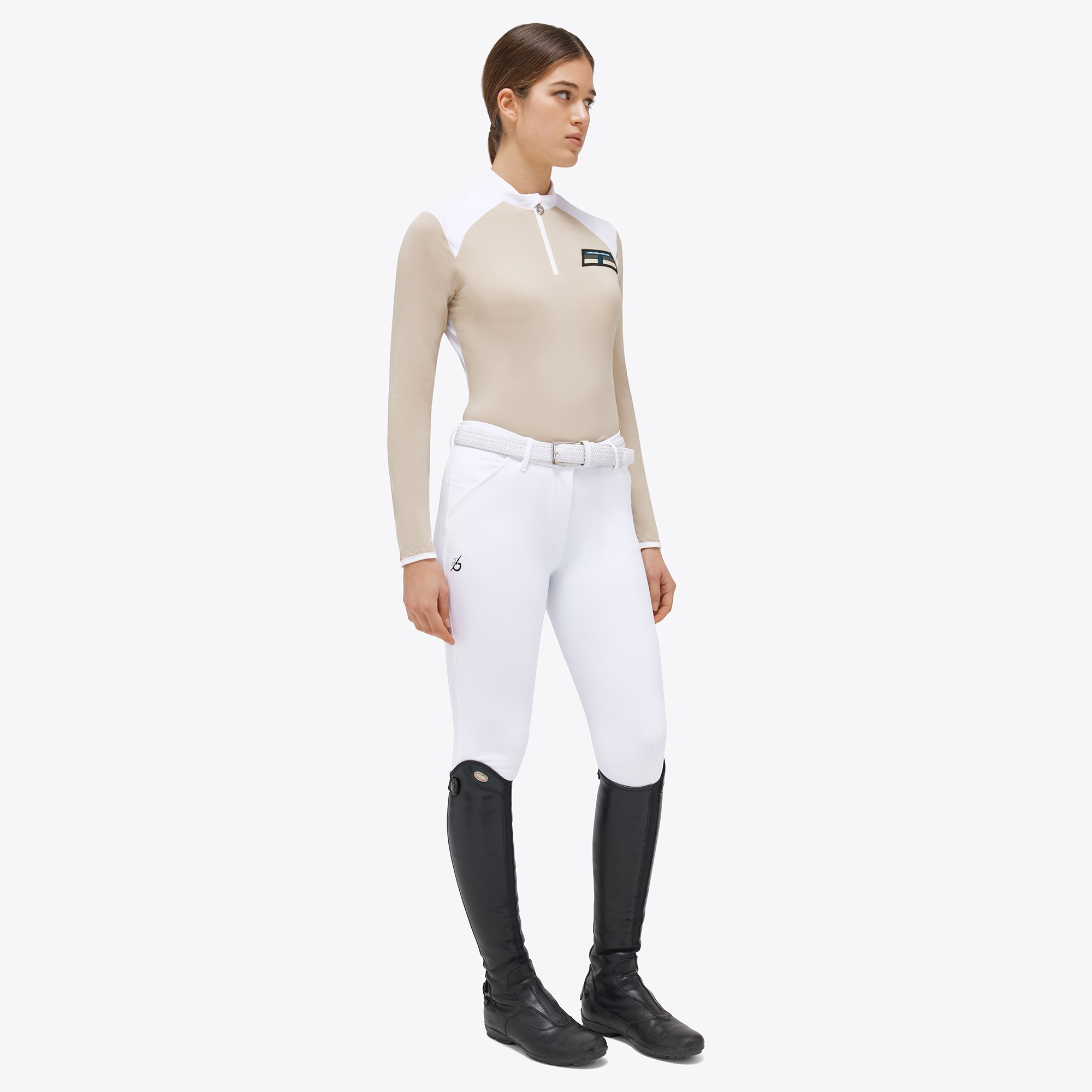 Ridershouse: CT Lightweight Performance Piqué S/S Button Training Polo - Beige Ridershouse: CT Lightweight Performance Piqué S/S Button Training Polo - Beige
