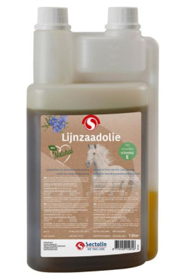 Sectolin Lijnzaadolie 1 Liter, ook leverbaar in 2,5 liter. voor een gezonde glimmende vacht van uw paard.