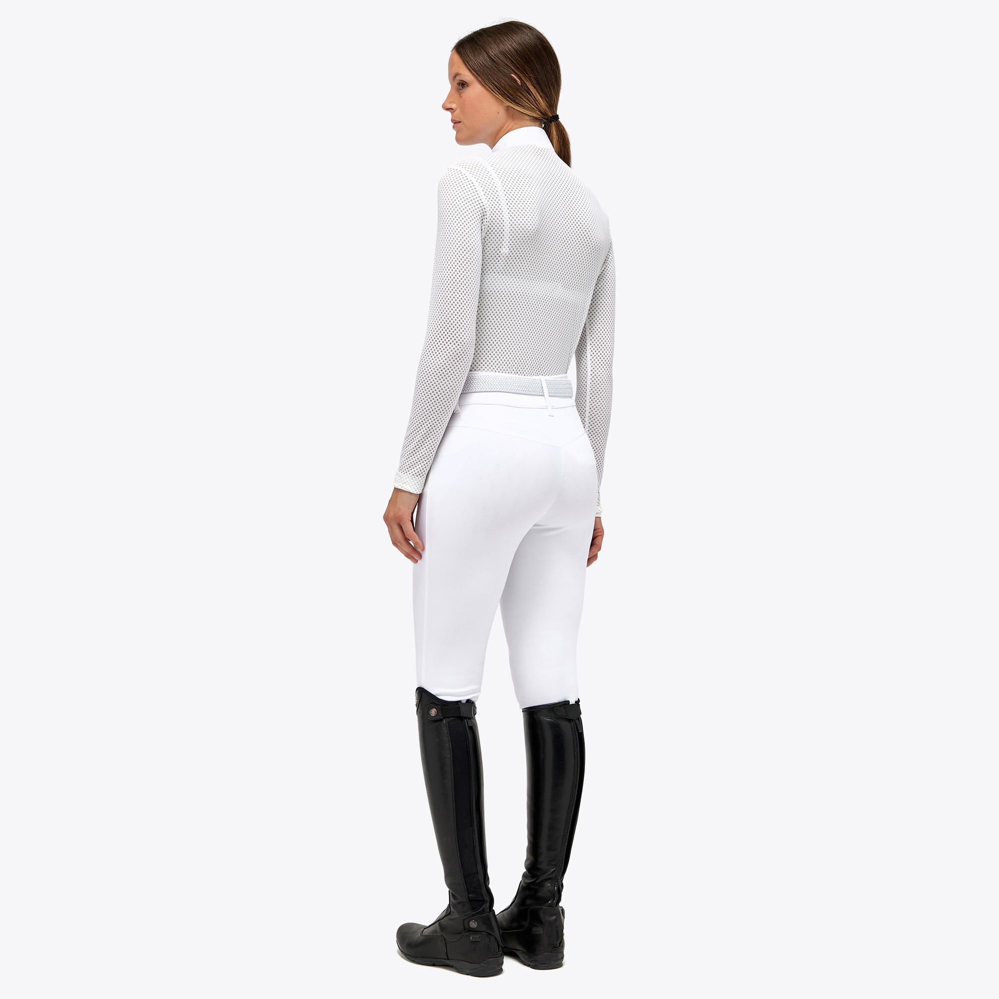 Cavalleria Toscana Wedstijdpolo L/S Pique Dames Met Mesh Wit, ook leverbaar in Donkerblauw Cavalleria Toscana Wedstijdpolo L/S Pique Dames Met Mesh Wit, ook leverbaar in Donkerblauw