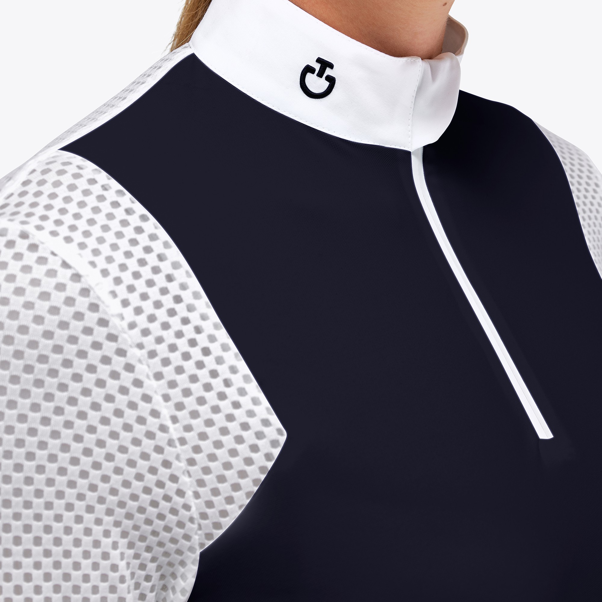Cavalleria Toscana Wedstijdpolo Lange mouw Pique Dames Met Mesh Donkerblauw Cavalleria Toscana Wedstijdpolo Lange mouw Pique Dames Met Mesh Donkerblauw