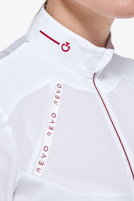 Ridershouse: CT Revo Red Label Tech Knit L/S Zip Competition Polo - Wit Ridershouse: CT Revo Red Label Tech Knit L/S Zip Competition Polo - Wit
