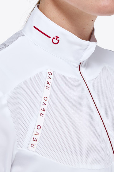 Ridershouse: CT Revo Red Label Tech Knit L/S Zip Competition Polo - Wit Ridershouse: CT Revo Red Label Tech Knit L/S Zip Competition Polo - Wit