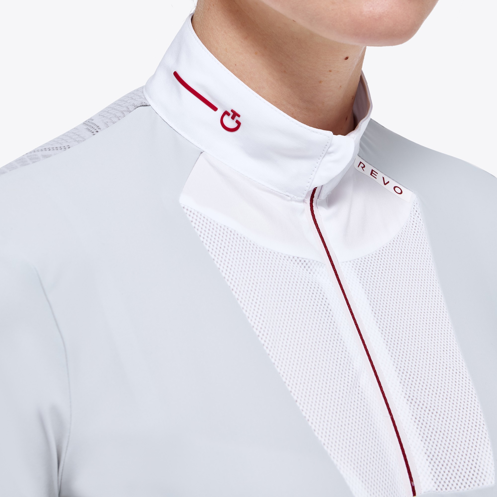 Ridershouse: CT Revo Red Label Tech Knit S/S Zip Competition Polo - White Ridershouse: CT Revo Red Label Tech Knit S/S Zip Competition Polo - White