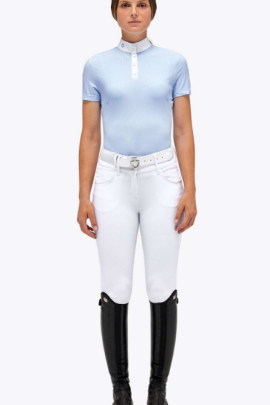Cavalleria Toscana Dames trainings polo Pique Met Pof Mouwtje Licht Blauw