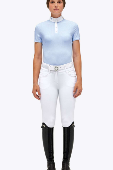 Cavalleria Toscana Dames trainings polo Pique Met Pof Mouwtje Licht Blauw Cavalleria Toscana Dames trainings polo Pique Met Pof Mouwtje Licht Blauw