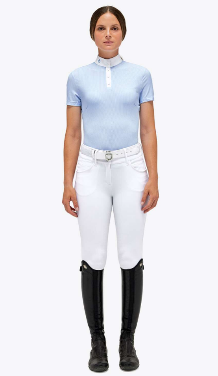 Cavalleria Toscana Dames trainings polo Pique Met Pof Mouwtje Licht Blauw Cavalleria Toscana Dames trainings polo Pique Met Pof Mouwtje Licht Blauw