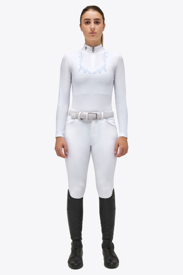 Cavalleria Toscana Girls Competition Shirt Met Motief L/S - Wit Cavalleria Toscana Girls Competition Shirt Met Motief L/S - Wit