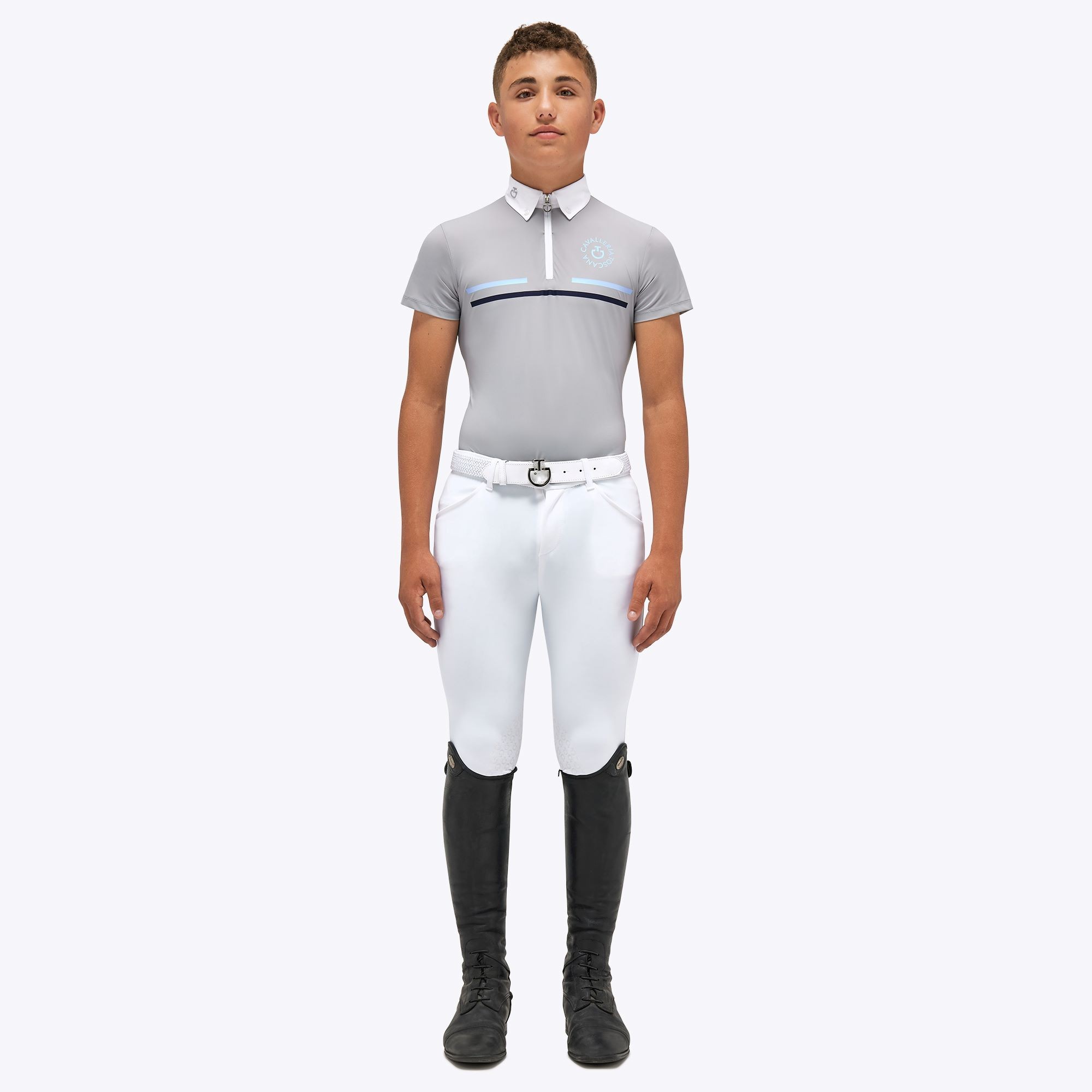 CT Boys Jersey Zip Competition Shirt S/S - Grijs CT Boys Jersey Zip Competition Shirt S/S - Grijs