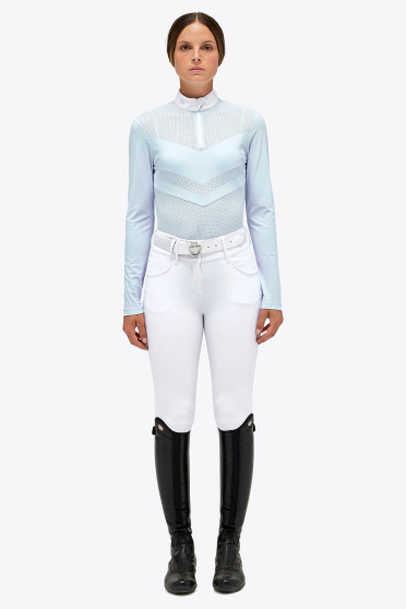 Cavalleria Toscana Jersey Perforated L/S Competition Polo White, heerlijke zomers Cavalleria Toscana Jersey Perforated L/S Competition Polo White, heerlijke zomers