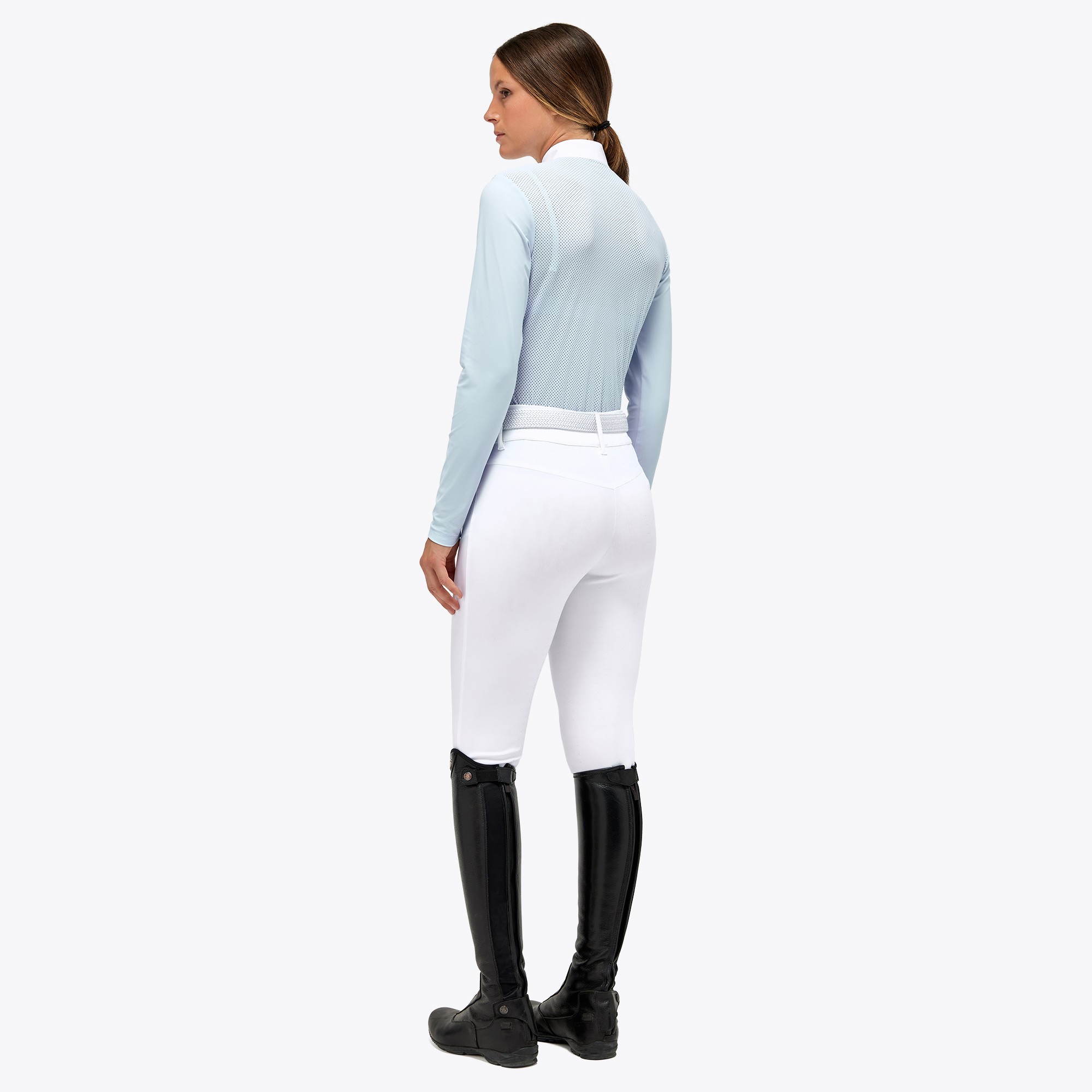 Cavalleria Toscana Jersey Perforated L/S Competition Polo White, heerlijke zomers Cavalleria Toscana Jersey Perforated L/S Competition Polo White, heerlijke zomers