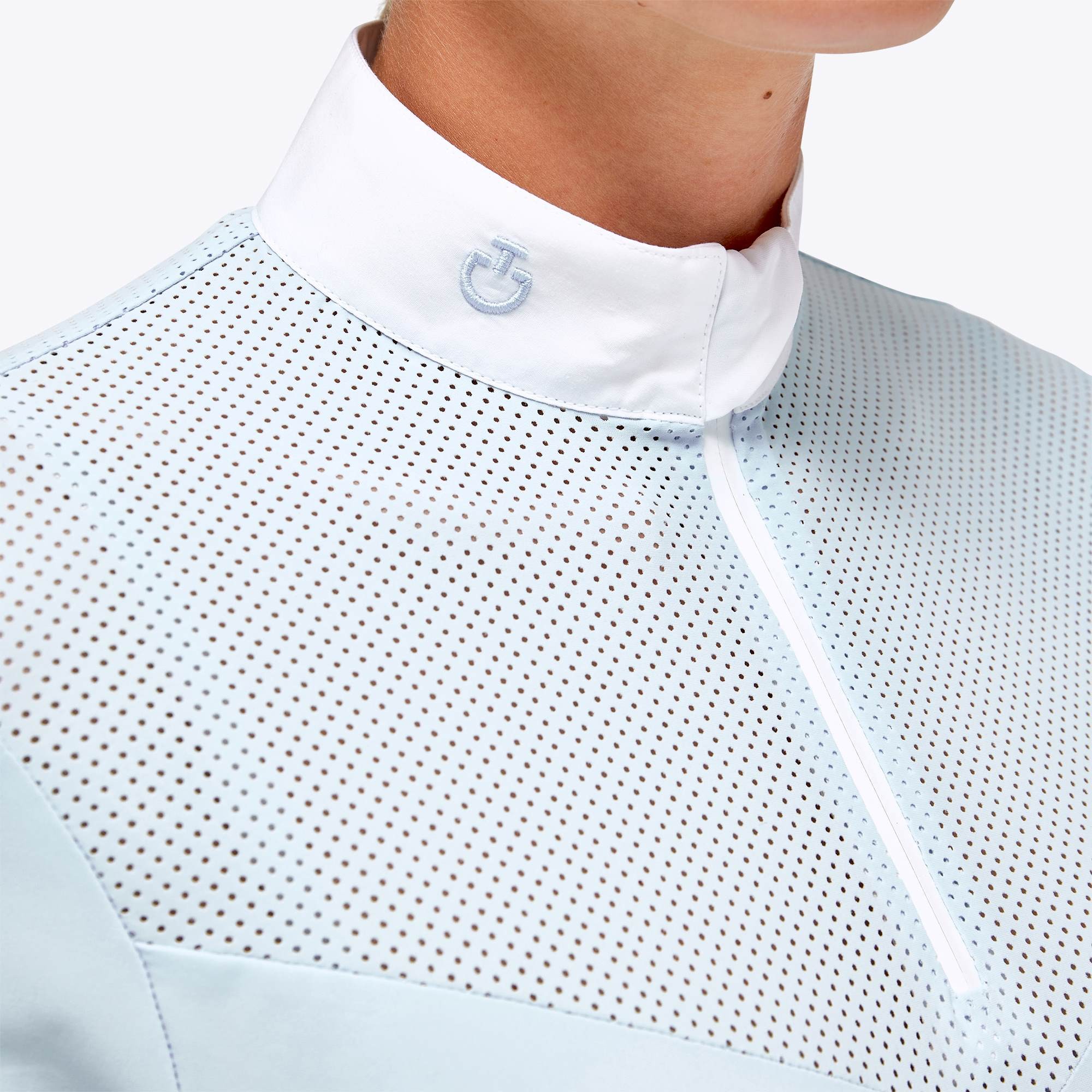 Cavalleria Toscana Jersey Perforated L/S Competition Polo White, heerlijke zomers Cavalleria Toscana Jersey Perforated L/S Competition Polo White, heerlijke zomers