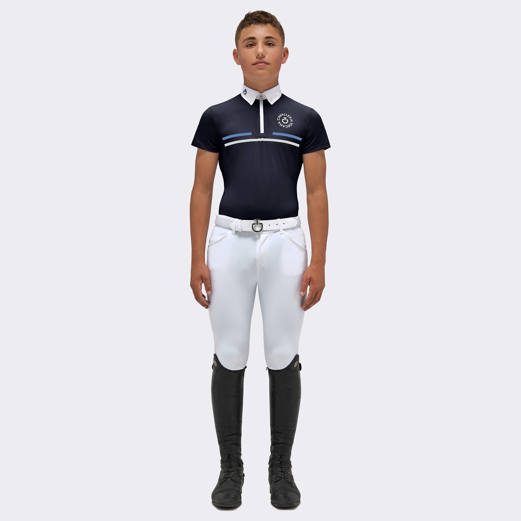 Ridershouse: CT Boys Jersey Zip Competition Shirt S/S Color Blue Ridershouse: CT Boys Jersey Zip Competition Shirt S/S Color Blue
