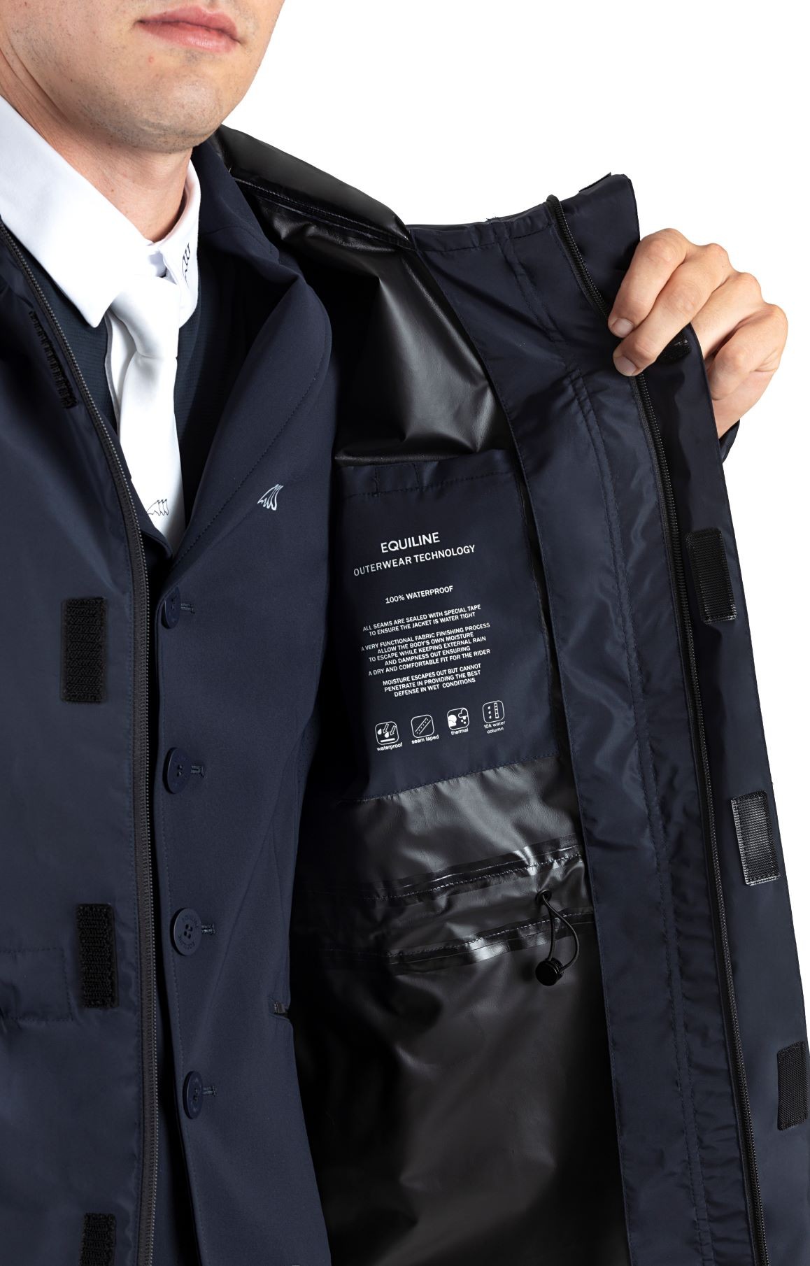 Equiline Unisex Waterdichte Ademende Regenjas Rawek Blauw