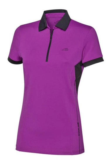 Equiline Dames Polo Cybelec Purple, Heerlijk licht gewicht polo met Ritsje Equiline Dames Polo Cybelec Purple, Heerlijk licht gewicht polo met Ritsje