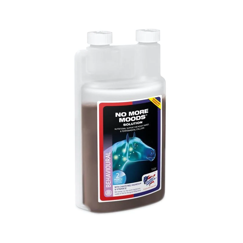 Equine America - No More Moods 1 Ltr bevat ingrediënten die van oudsher worden gebruikt om hormonen in evenwicht te brengen. Equine America - No More Moods 1 Ltr bevat ingrediënten die van oudsher worden gebruikt om hormonen in evenwicht te brengen.