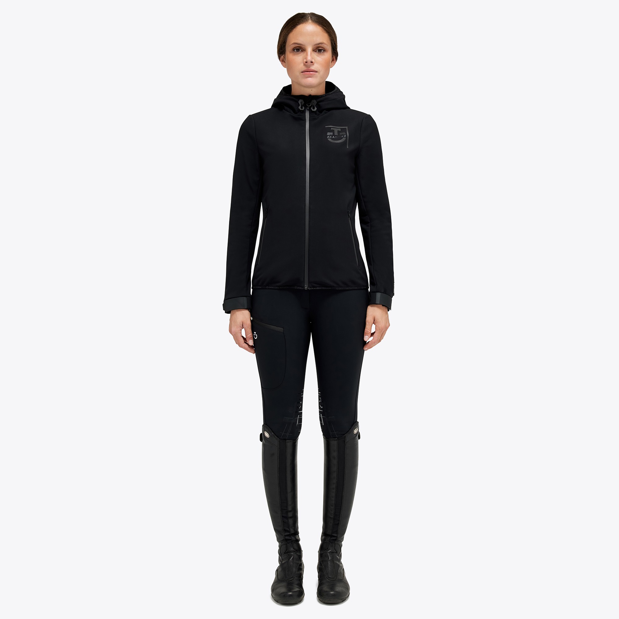 CT Academy 3-Layer Hooded Zip Softshell - Zwart - Bij Ridershouse.com