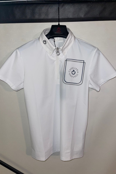 CT Boys Orbit Pocket Print Jersey S/S Competition Polo - White CT Boys Orbit Pocket Print Jersey S/S Competition Polo - White