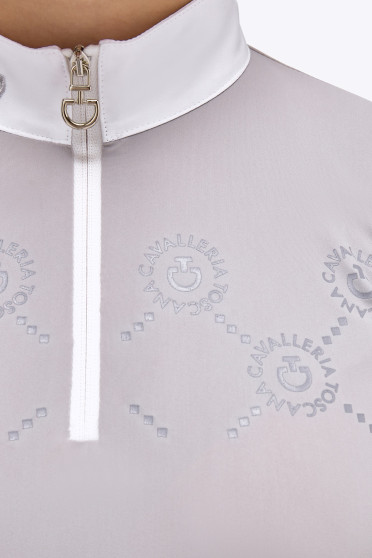 CT Girls Mini Orbit Print Jersey L/S Competition Zip Polo - Grijs CT Girls Mini Orbit Print Jersey L/S Competition Zip Polo - Grijs