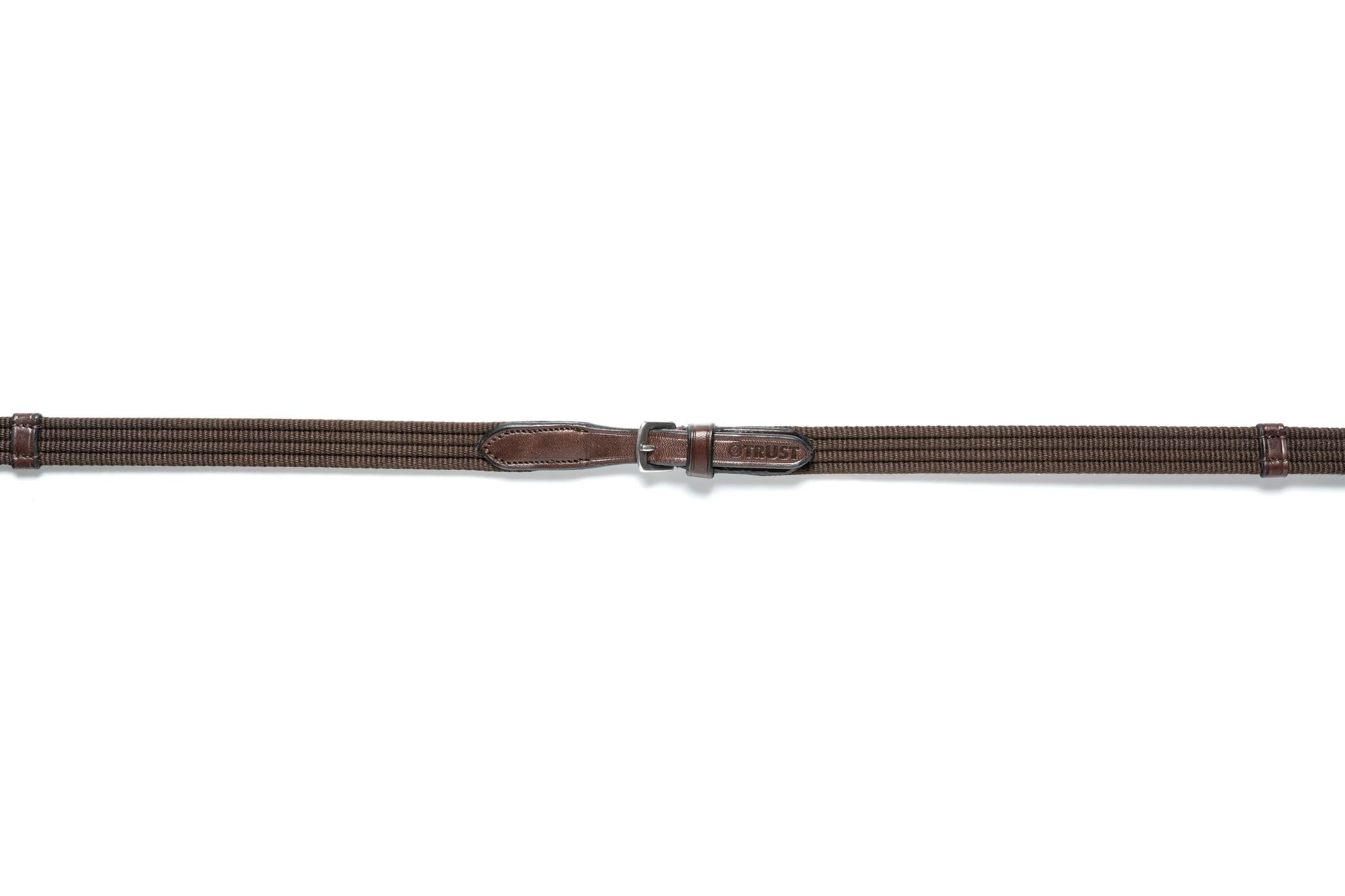 Trust Equestrian webbed reins (5/8 inch) Deauville brown/silver