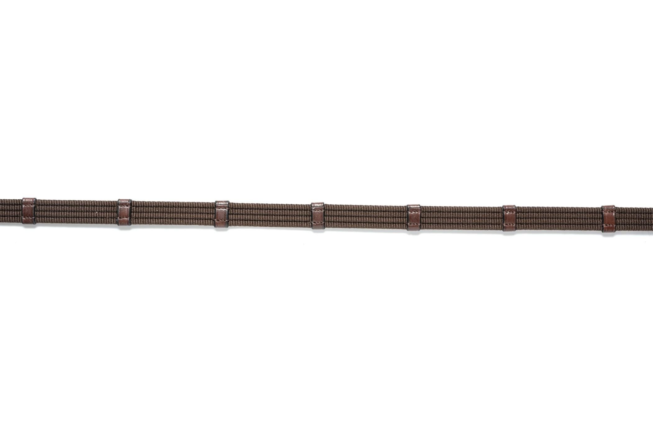 Trust Equestrian webbed reins (5/8 inch) Deauville brown/silver