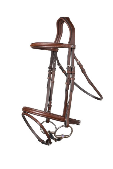 Trust Equestrian Hoofdstel Calgary met gecombineerde neusriem bruin-zilver Trust Equestrian Hoofdstel Calgary met gecombineerde neusriem bruin-zilver