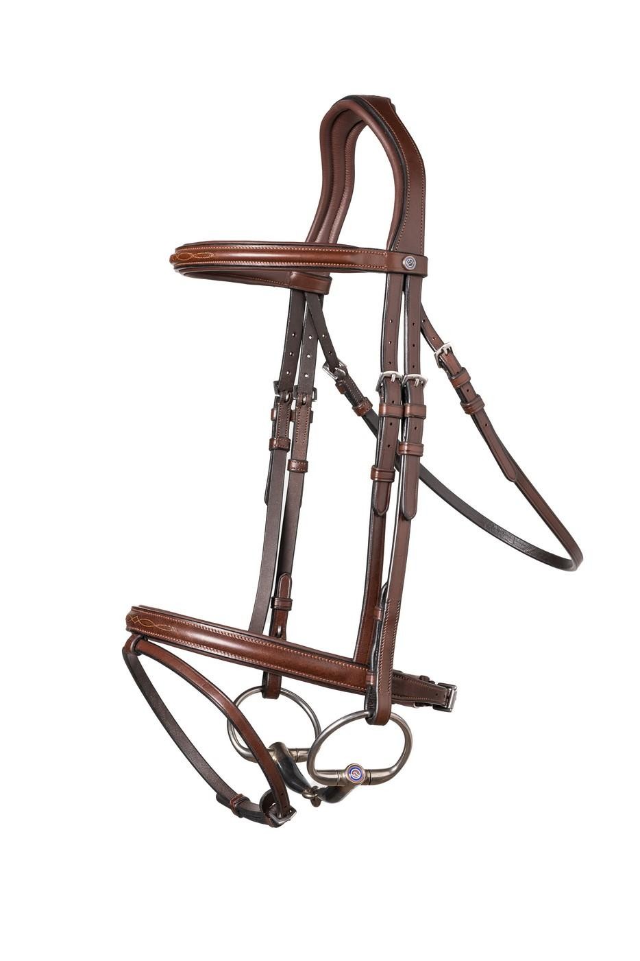 Trust Equestrian Hoofdstel Calgary met gecombineerde neusriem bruin-zilver Trust Equestrian Hoofdstel Calgary met gecombineerde neusriem bruin-zilver