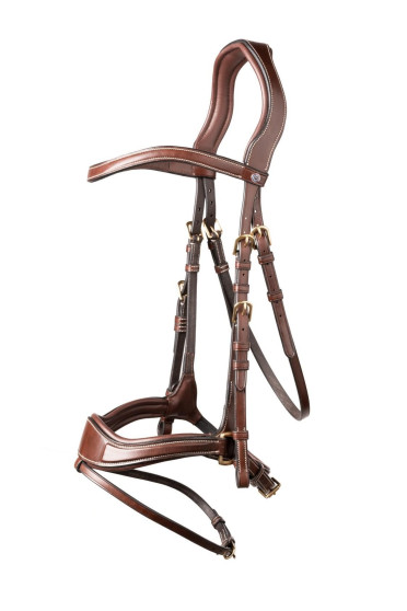 Trust Equestrian Hoofdstel Falsterbo T-motion bit of bitloos bruin-zilver Trust Equestrian Hoofdstel Falsterbo T-motion bit of bitloos bruin-zilver