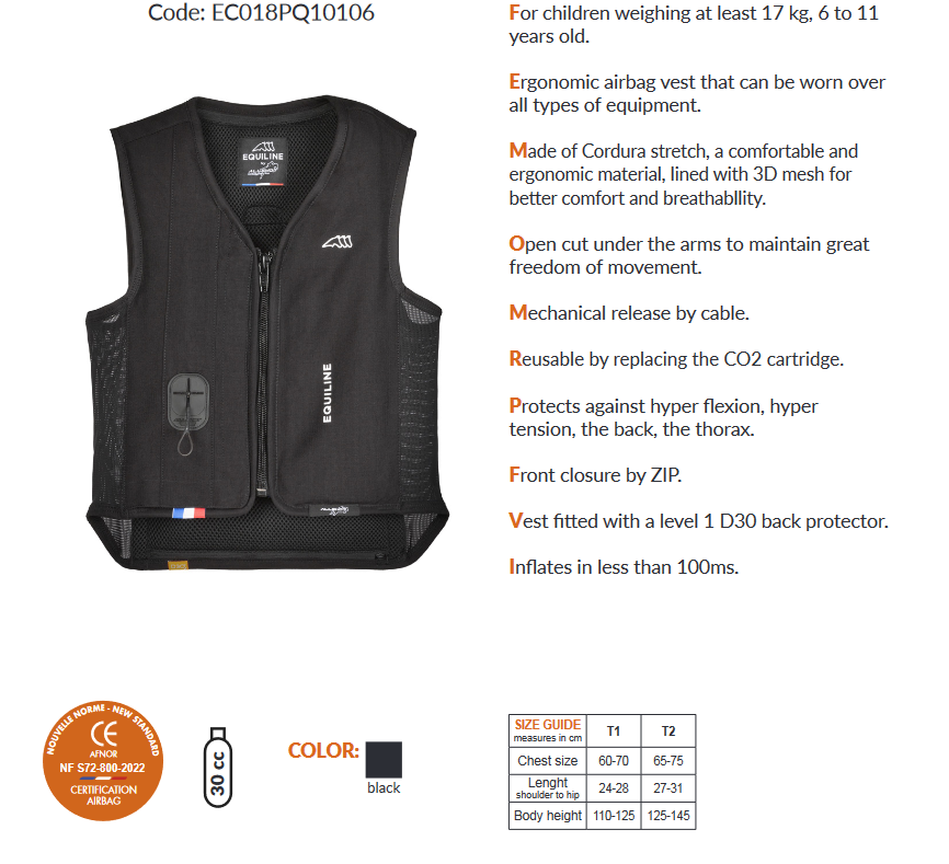 Equiline Airbag Vest Kids for All Disciplines | Safety & Comfort Equiline Airbag Vest Kids for All Disciplines | Safety & Comfort