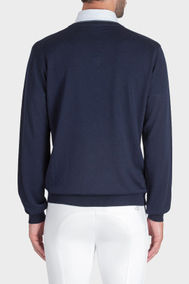 Ridershouse: Equiline Men's Pullover - in de kleur marineblauw met wit logo Ridershouse: Equiline Men's Pullover - in de kleur marineblauw met wit logo