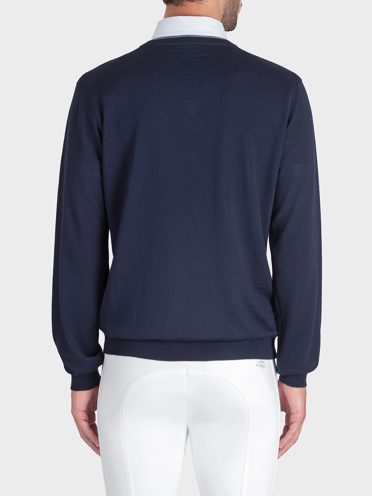 Ridershouse: Equiline Men's Pullover - in de kleur marineblauw met wit logo Ridershouse: Equiline Men's Pullover - in de kleur marineblauw met wit logo