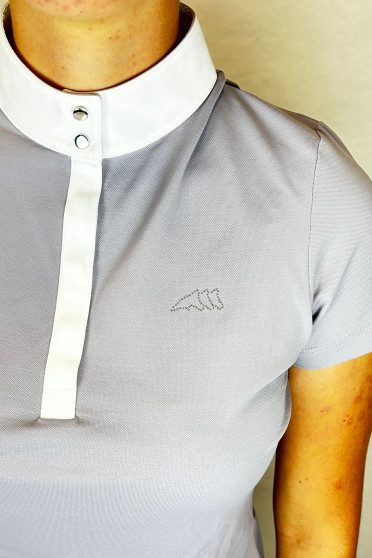 Ridershouse: Equiline Dames Wedstrijdshirt Dapple Grey met korte mouwen Ridershouse: Equiline Dames Wedstrijdshirt Dapple Grey met korte mouwen