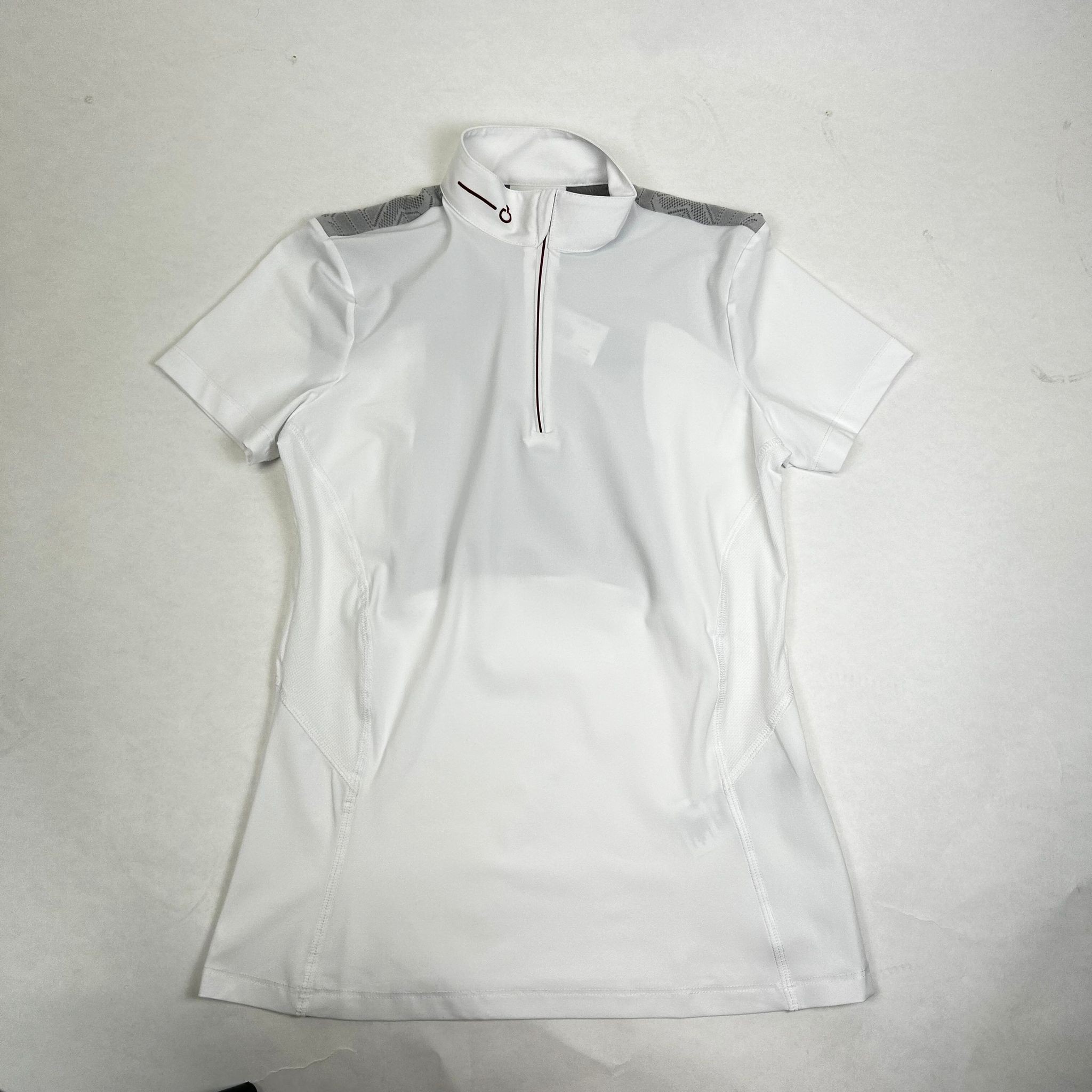 Revo Jersey S/S Competition Zip Polo W/ Tech Knit Back Insert - color: White Revo Jersey S/S Competition Zip Polo W/ Tech Knit Back Insert - color: White