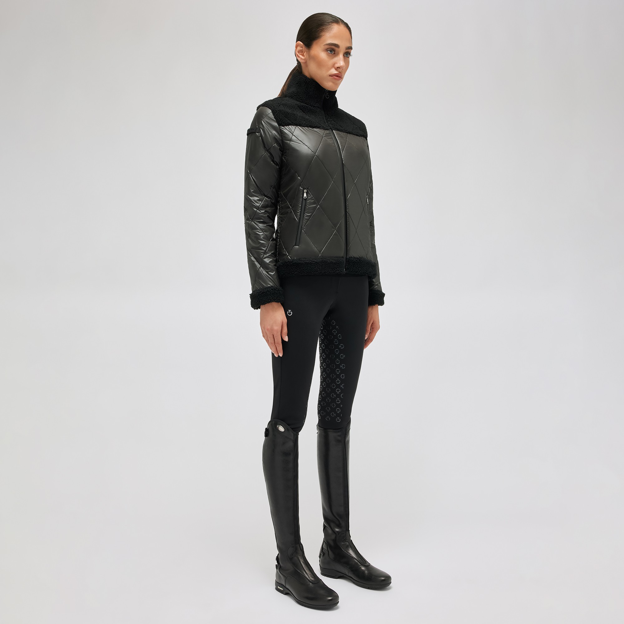 Cavalleria Toscana Nylon/Fleece Full Zip Jacket - Black By Ridershouse.com Cavalleria Toscana Nylon/Fleece Full Zip Jacket - Black By Ridershouse.com